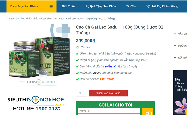 Cao cà gai leo sadu có tốt không