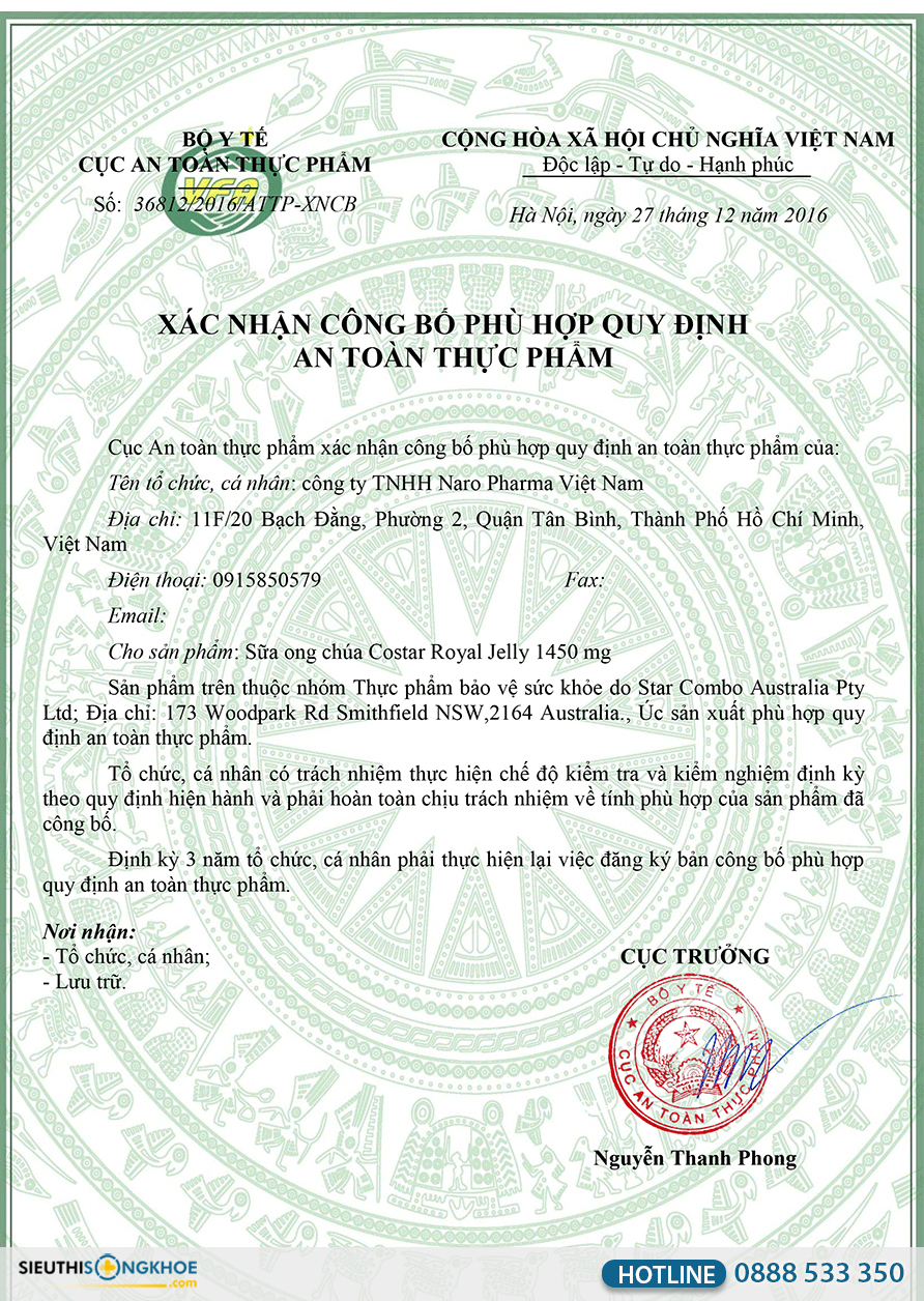 Sua ong chua costar royal jelly 1450mg 11