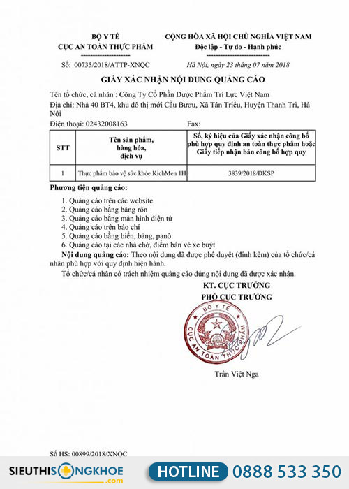 kichmen 1h gia bao nhieu