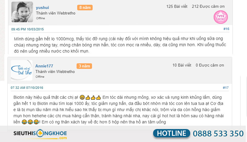 phản hồi viên uống mọc tóc biotin