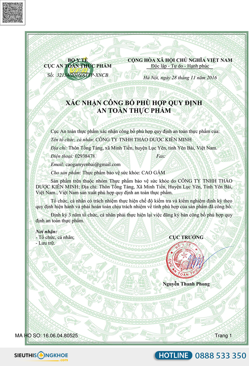 thành phần cao gắm