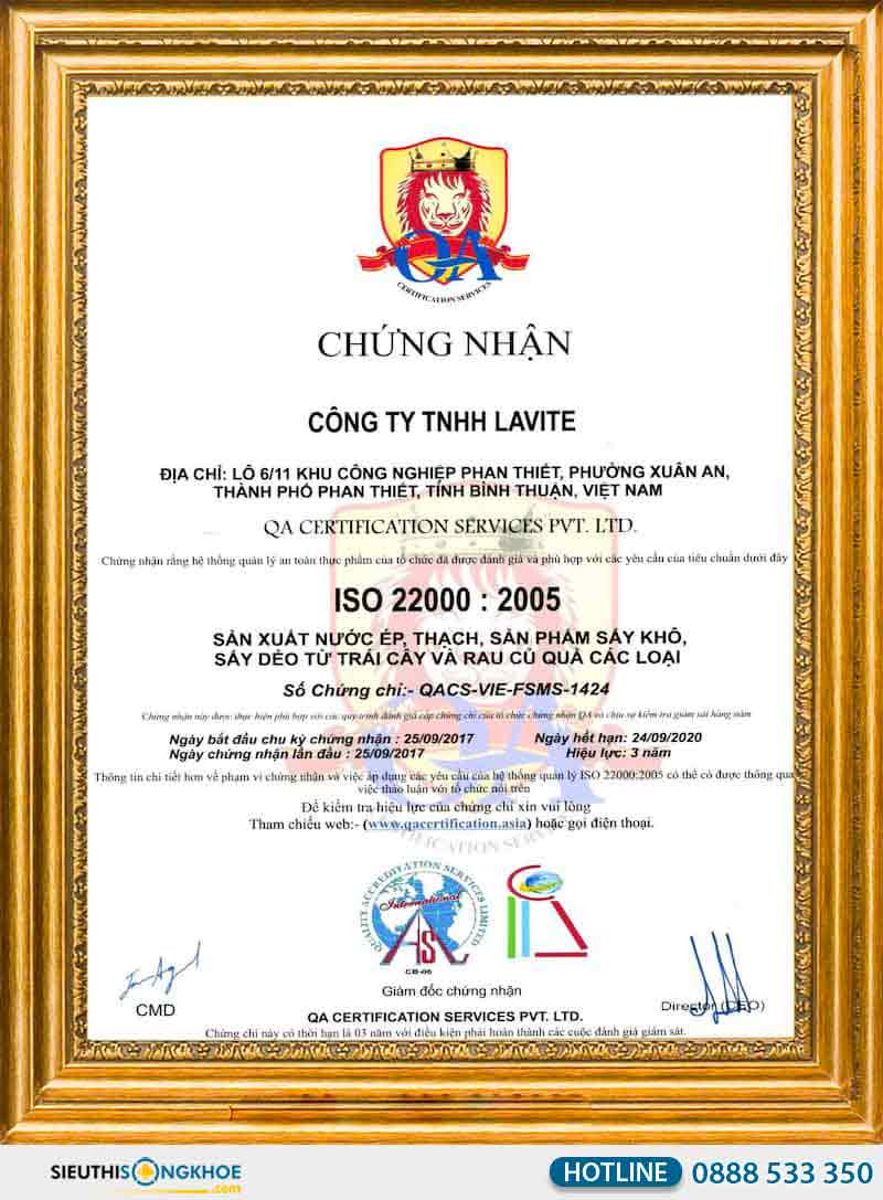 giấy chứng nhận nước đông trùng hạ thảo sâm hector