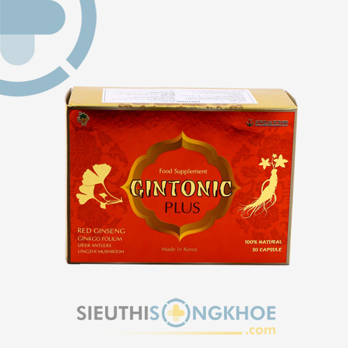 Gintonic Plus - Viên Uống Hỗ Trợ Giảm Đau Đầu, Chống Mệt Mỏi, Cải Thiện Tuần Hoàn Não