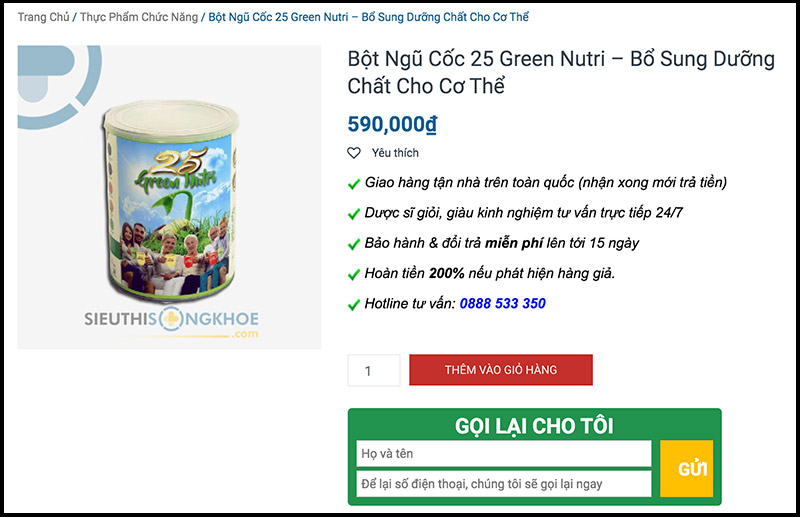 bột ngũ cốc 25 green nutri