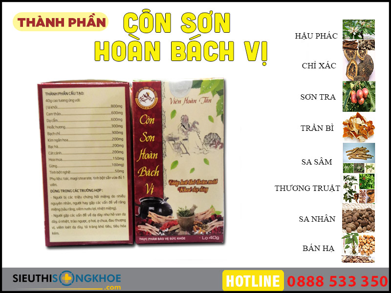 thành phần côn sơn hoàn bách vị