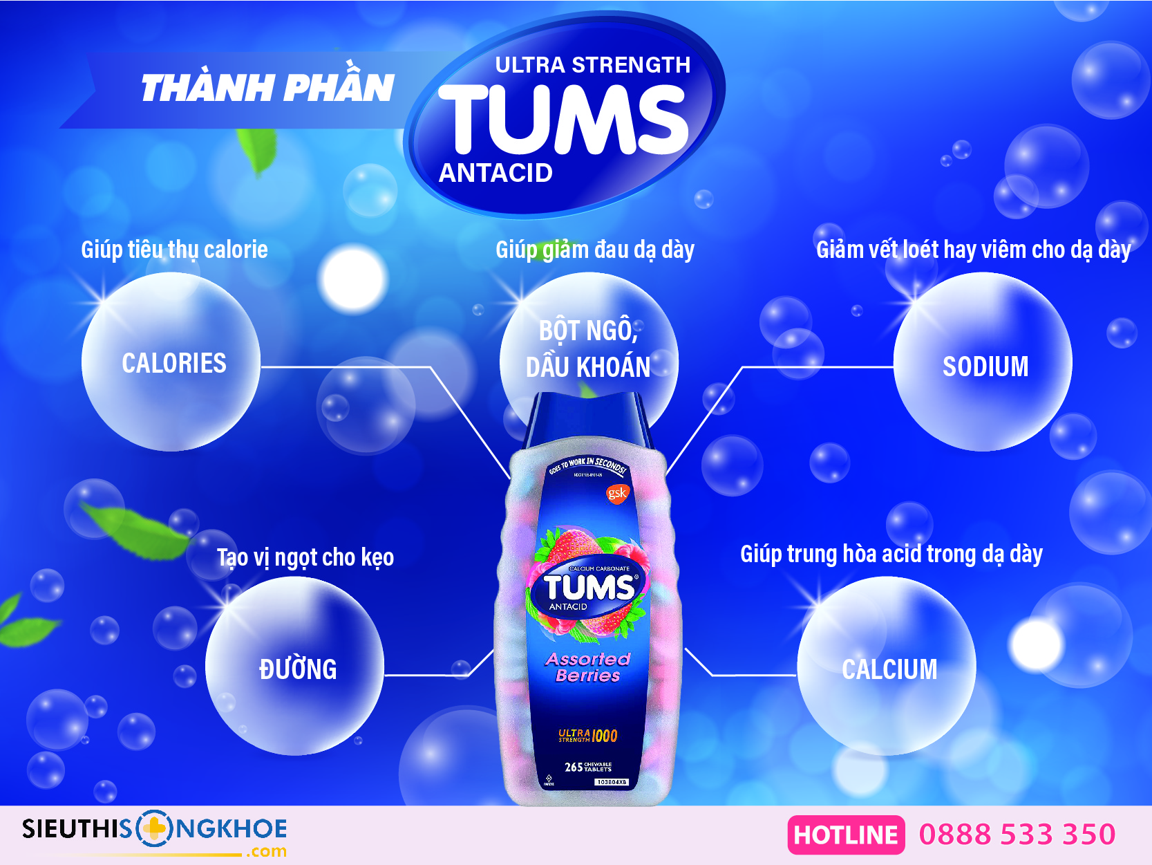 thanh phan keo ngam giam day hoi kho tieu tums antacid ultra strength