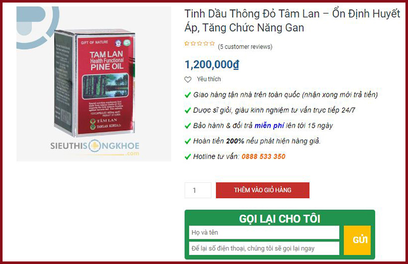 tinh dau thong do tam lan sieu thi song khoe