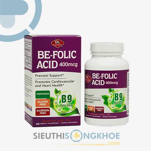 Be Folic Acid 400mcg Olympian Labs - Viên Bổ Thai, Hỗ Trợ Phòng Ngừa Dị Tật Cho Thai Nhi