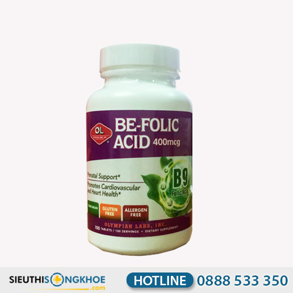 Be Folic Acid 400mcg Olympian Labs - Viên Bổ Thai, Hỗ Trợ Phòng Ngừa Dị Tật Cho Thai Nhi