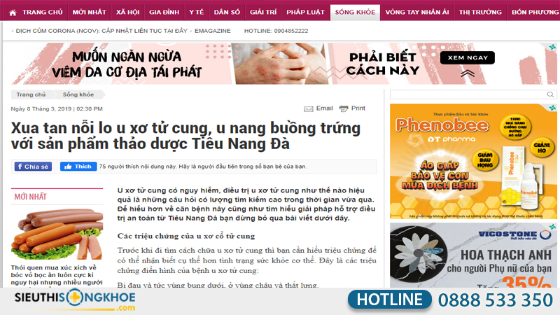 báo gia đình đưa tin về tiêu nang đà