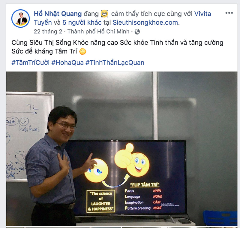 bác sĩ hồ nhật quang check in tại công ty Siêu Thị Sống Khoẻ
