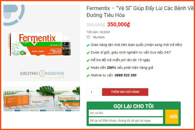men vi sinh fermentix sieu thi song khoe