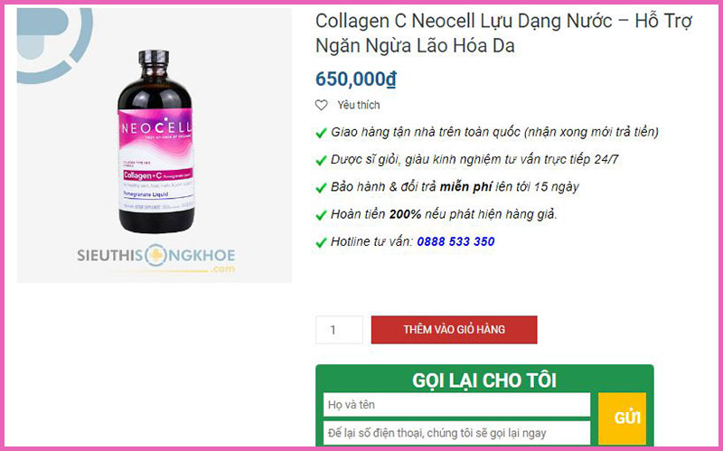 neocell collagen +c dang nuoc sieu thi song khoe