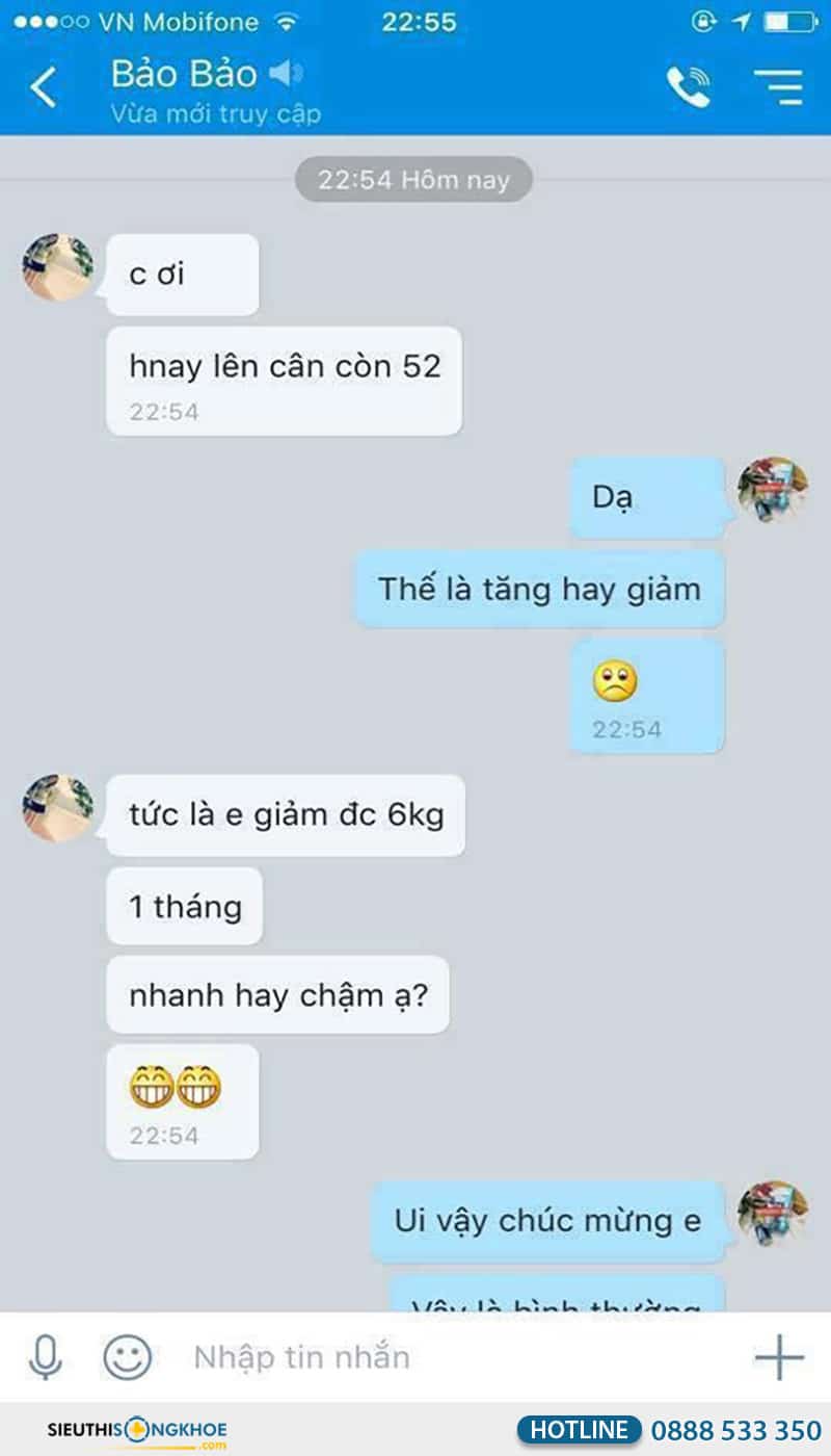 phản hồi khách hàng về giảm cân pv