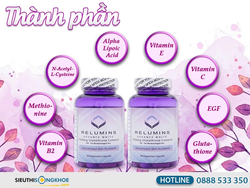 thành phần của relumins advance white 1650mg