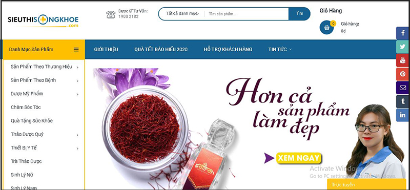 website công ty siêu thị sống khỏe
