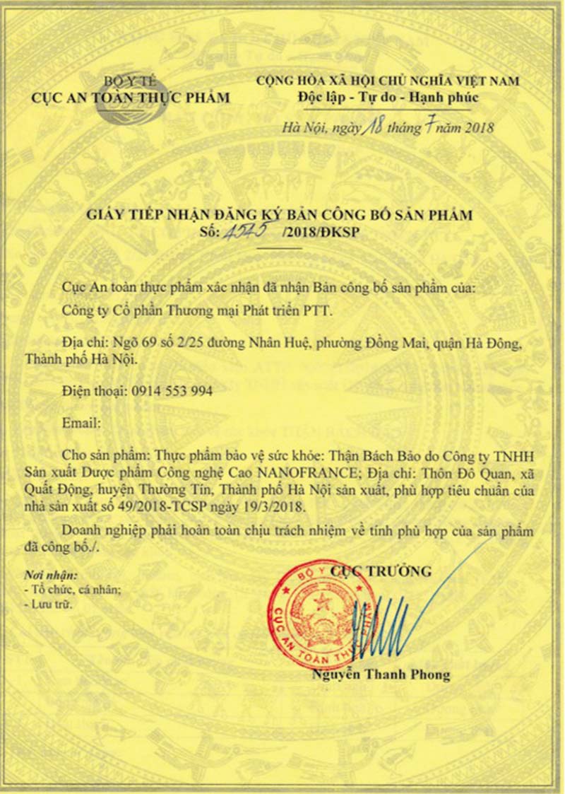 giay chung nha than bach bao