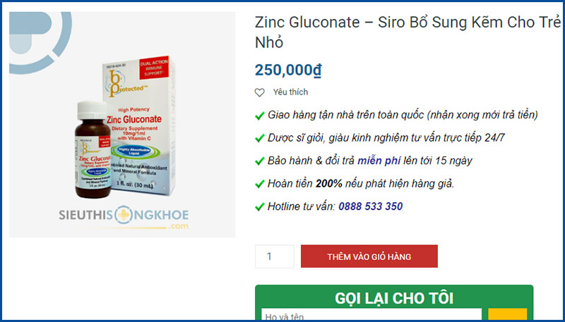 siro bo kem zinc gluconate sieu thi song khoe