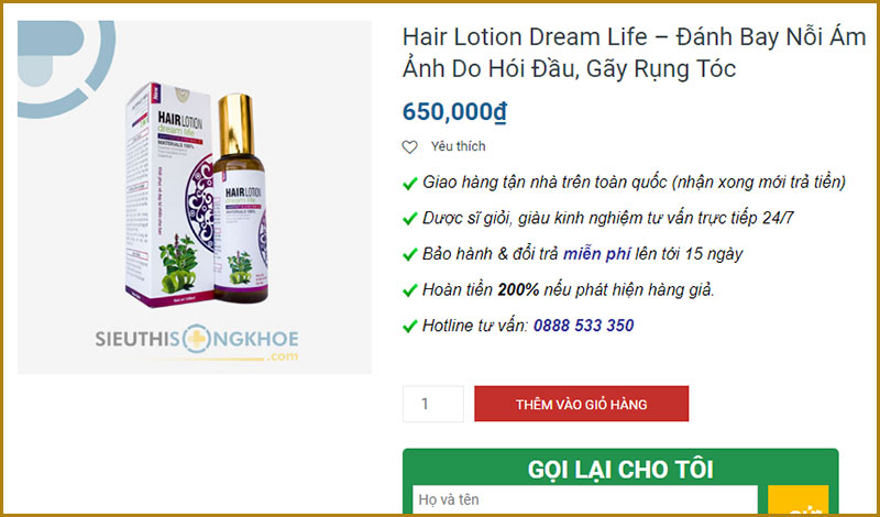 xit duong toc hair lotion dream life sieu thi song khoe