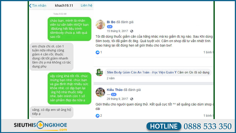 đánh giá slim body của khách hàng