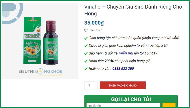 Siro Vinaho Có Tốt Không? Giá Bao Nhiêu? Mua Ở Đâu?