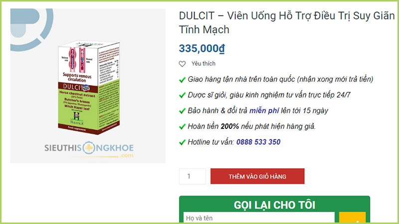 Viên Hỗ Trợ Trị Suy Giãn Tĩnh Mạch Dulcit Có Tốt Không?