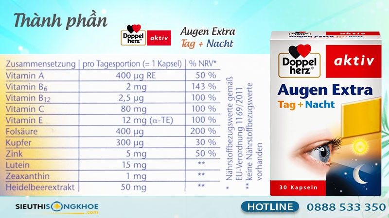 viên uống hỗ trợ bổ mắt Doppelherz Augen Extra Tag + Nacht có tốt không?
