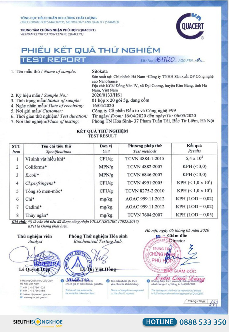 giấy xét nghiệm bột cần tây sitokata