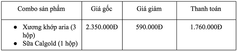 combo km xương khớp