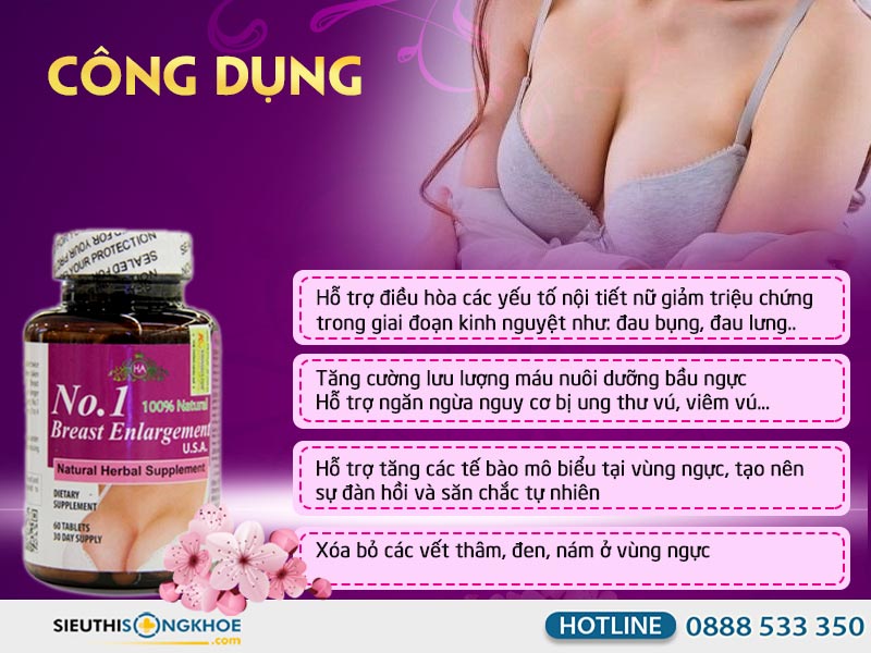 công dụng Viên Nở Ngực No. 1 Breast Enlargement USA