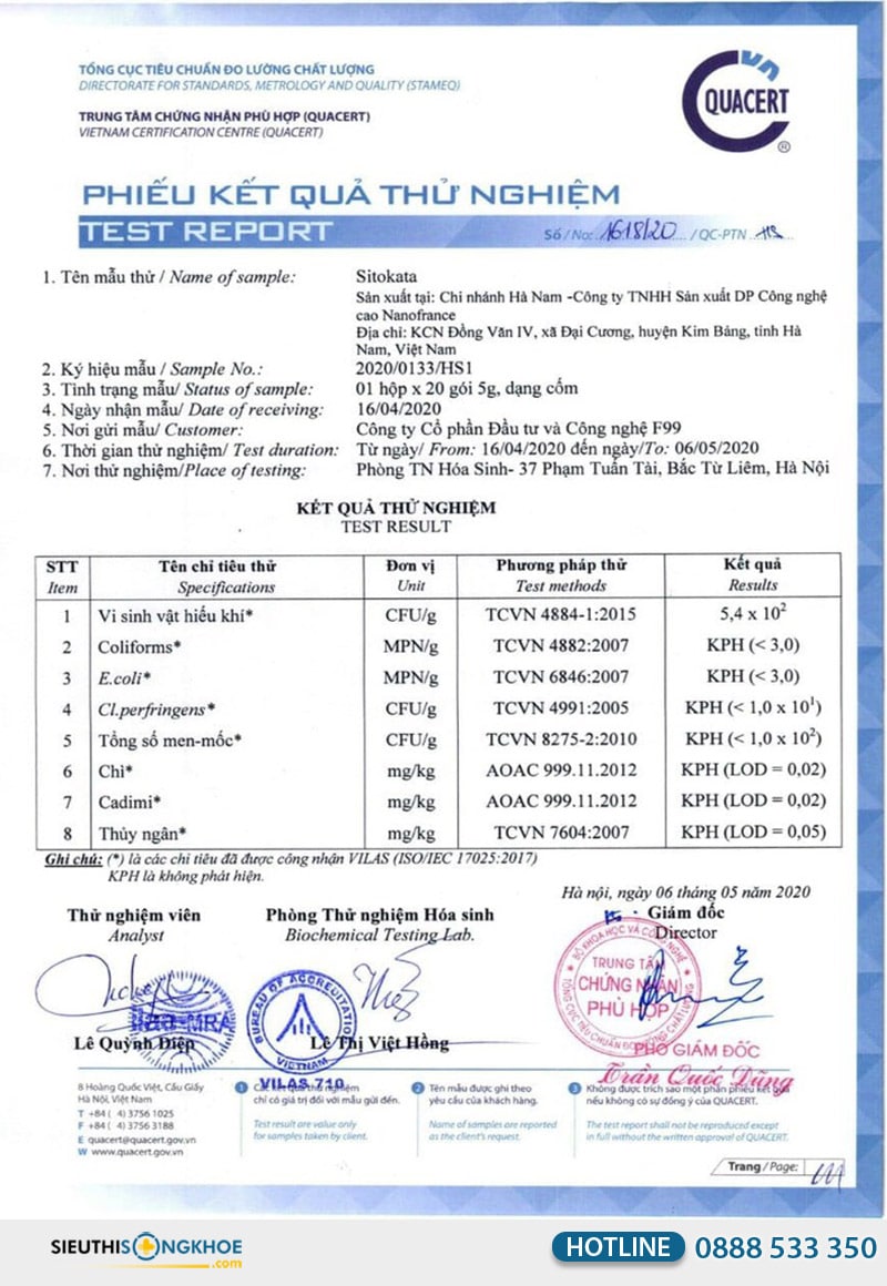 giấy xét nghiệm bột cần tây sitokata