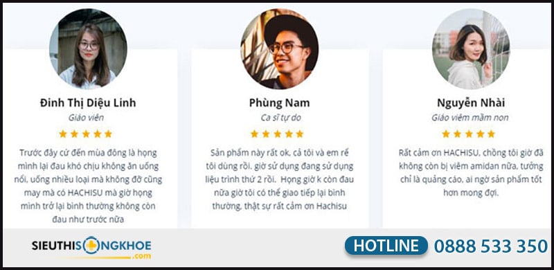 phản hồi khách hàng về viên sủi hachisu