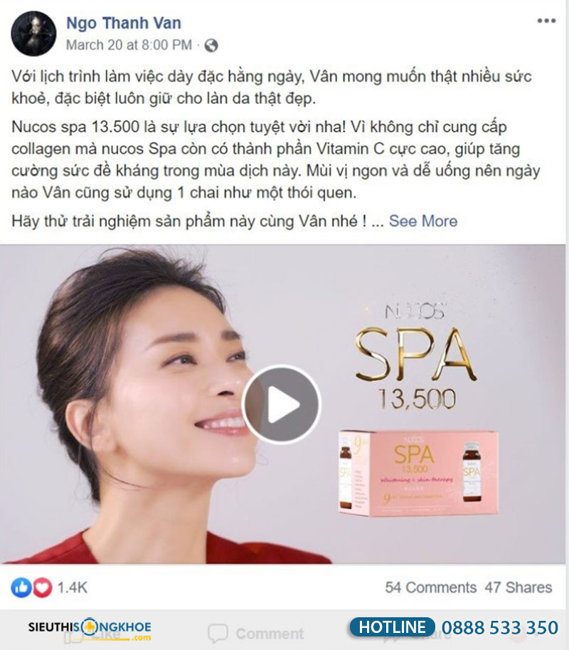 Phản hồi nước bổ sung collagen Nucos Spa 13500