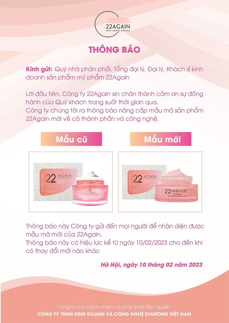 thông báo 22 again mẫu mới