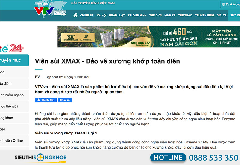 vtv đăng tin về viên sủi xmax