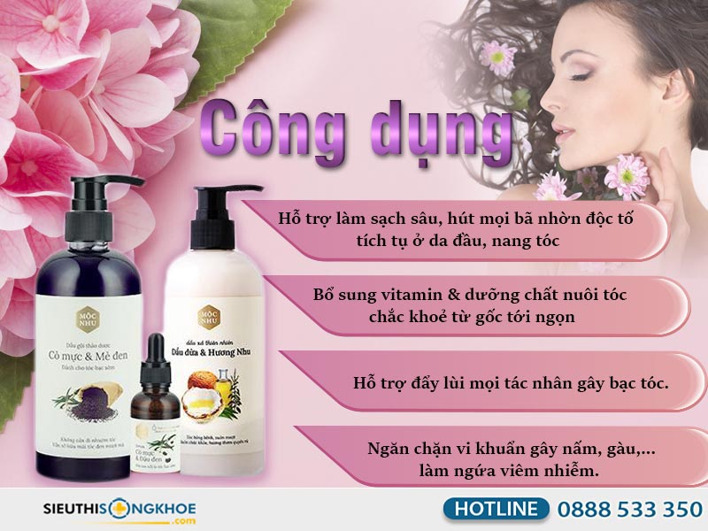 công dụng bộ 3 trị tóc bạc toàn diện cỏ mực mộc nhu