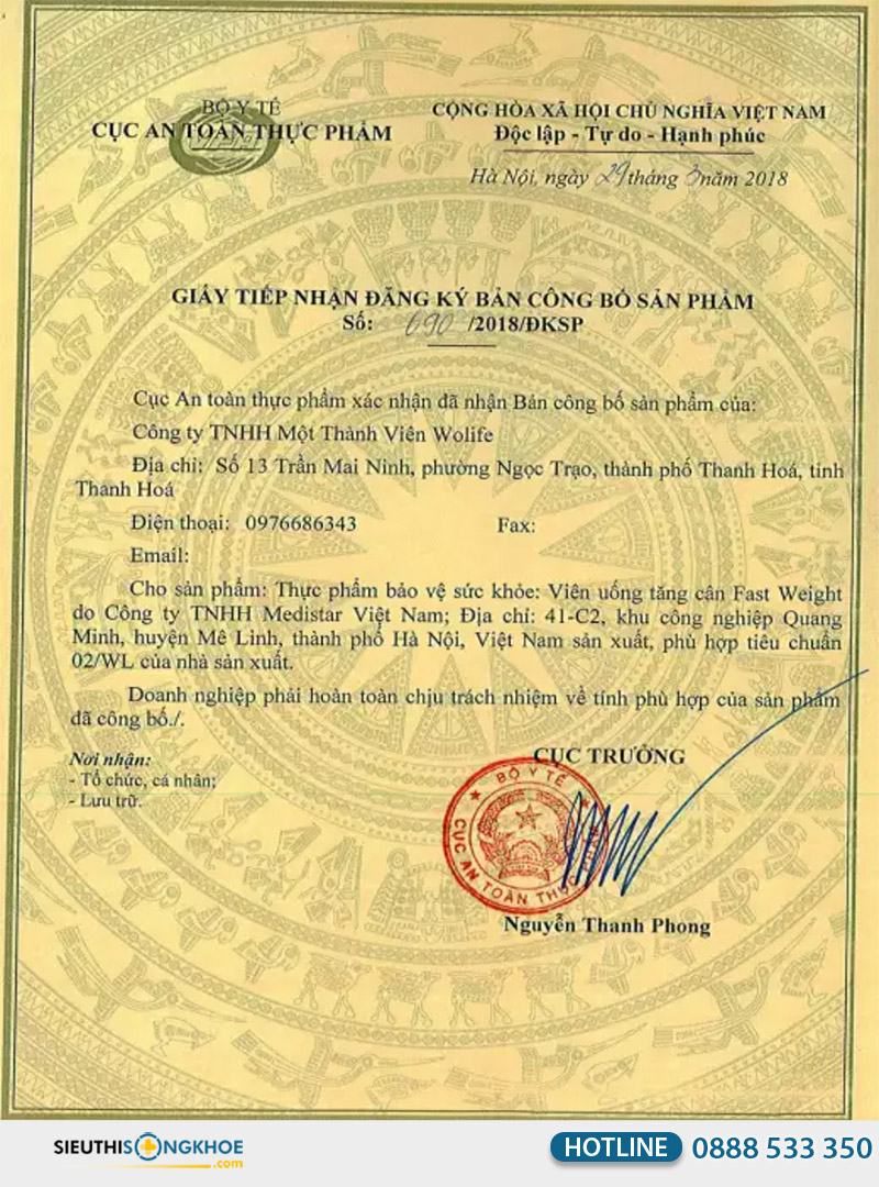 giấy chứng nhận fast weight