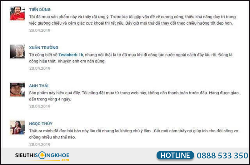 phản hồi khách hàng testoherb 1h
