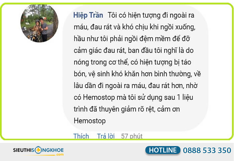 phản hồi khách hàng viên sủi trĩ hemostop