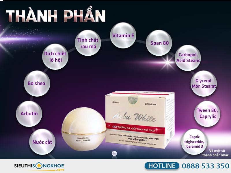 thành phần kem trị nám arbu white hvqy