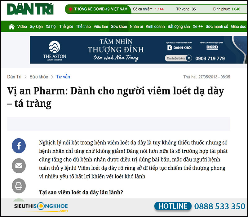báo dân trí đăng tin viên uống vị an gpharm