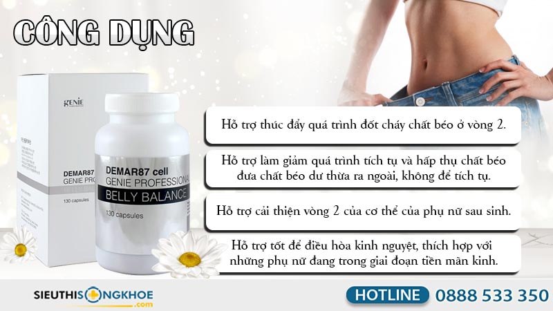 công dụng viên uống tan mỡ bụng genie demar87 cell professional belly dance