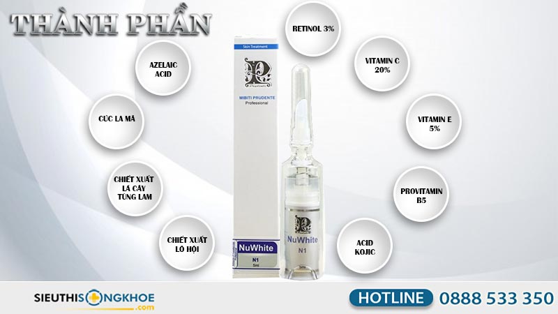 thành phần kem làm hồng nhũ hoa nuwhite n1 mibiti prudente professionial