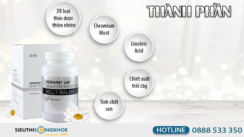 thành phần viên uống tan mỡ bụng genie demar87 cell professional belly dance