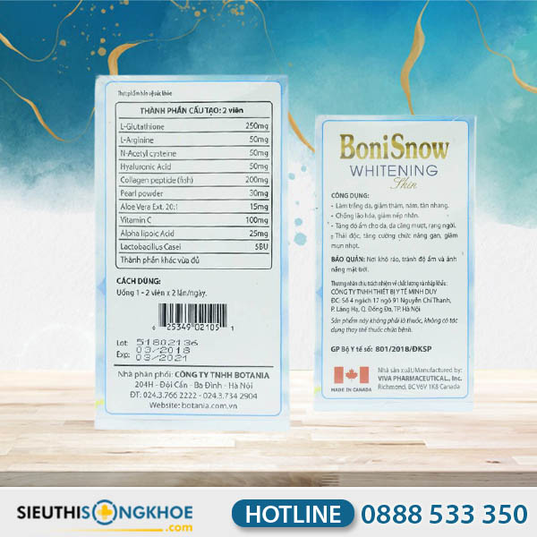 Boni Snow - Viên Uống Hỗ Trợ Trắng Da, Giảm Nám, Mờ Thâm