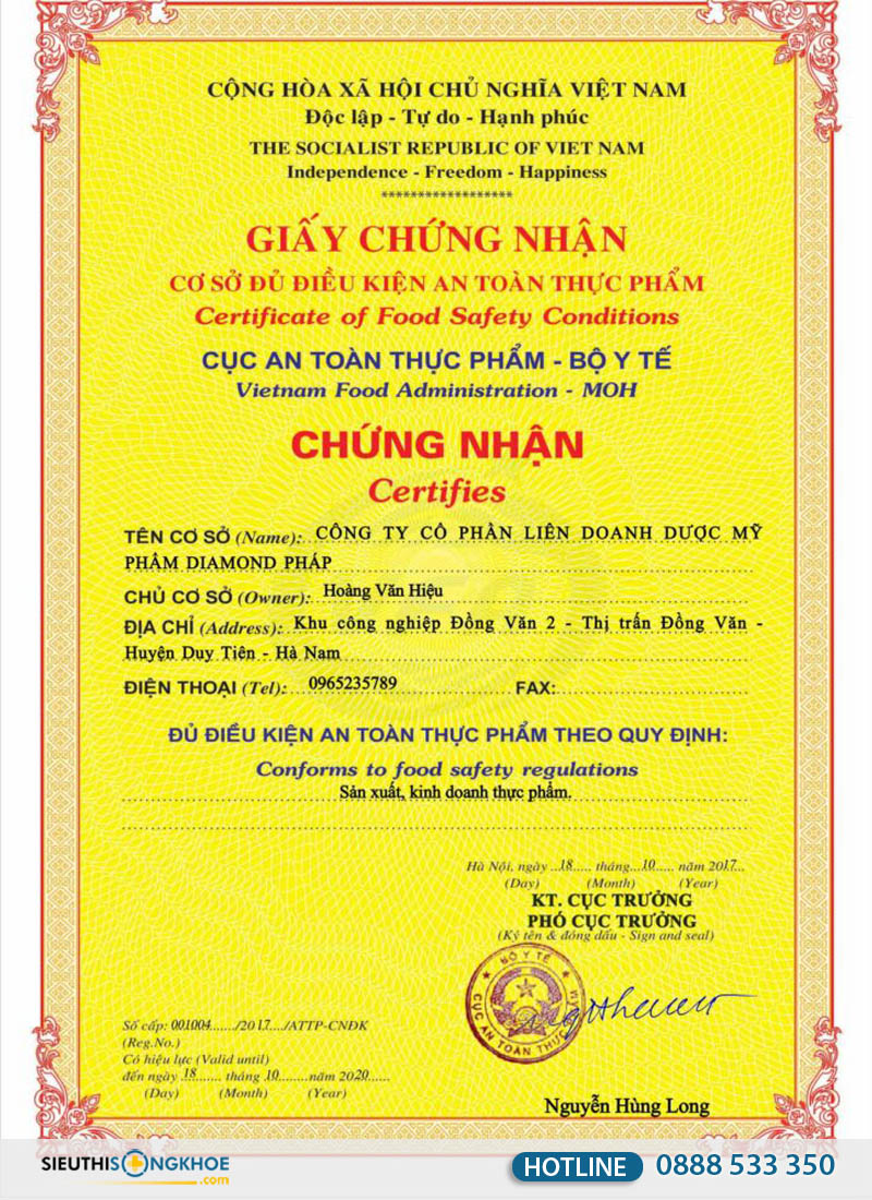 Giấy chứng nhận Dạ Dày Happy