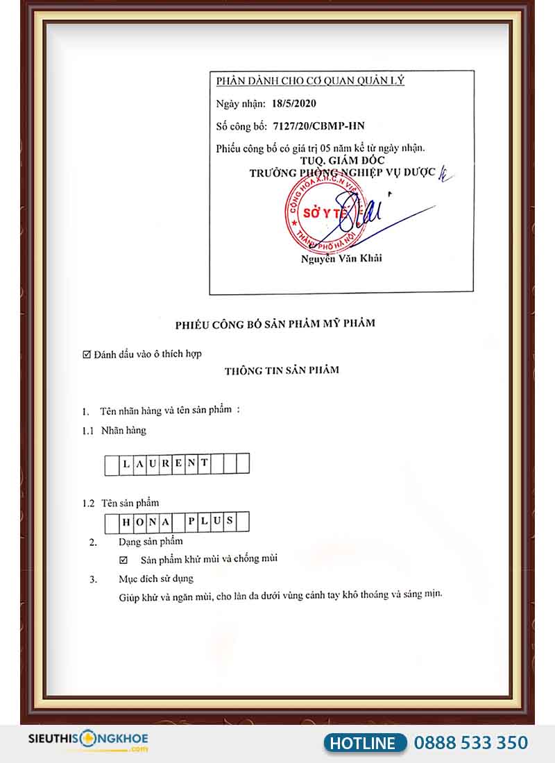 công bố hona plus của bộ y tế