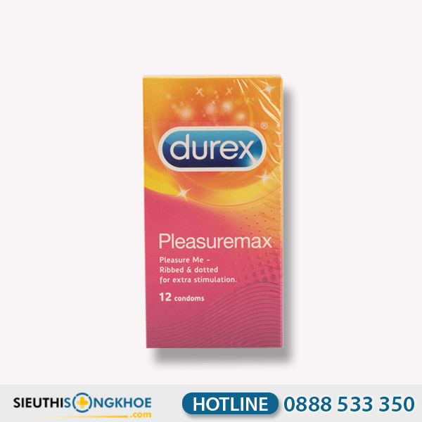 Hộp 12 Bao Cao Su Durex Pleasuremax Hạt Nổi 56mm Hỗ Trợ Tăng Hưng Phấn Khi Quan Hệ