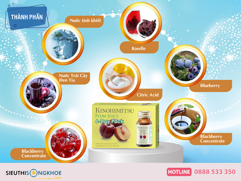 thành phần của kinohimitsu d'tox plum juice