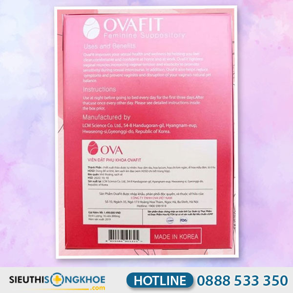 Ovafit - Viên Đặt Hỗ Trợ Se Khít Vùng Kín & Điều Trị Viêm Nhiễm Phụ Khoa